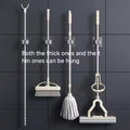 4pcs Mop Rack Non-Drilled Mop Clip Holder Wall-Mounted