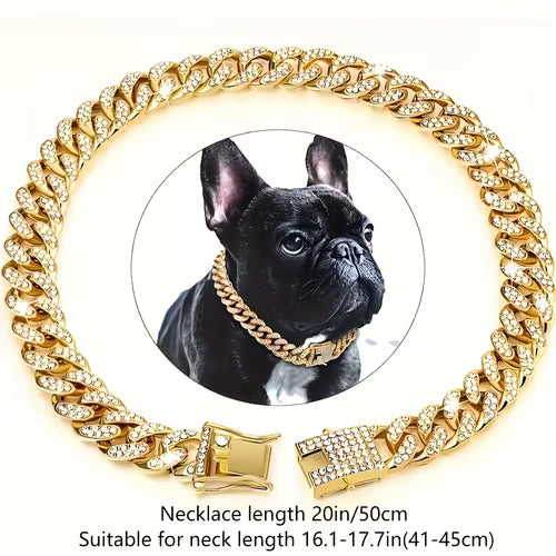 1pc Dog Cuban Chain Collar Necklace 13Mm Geometric