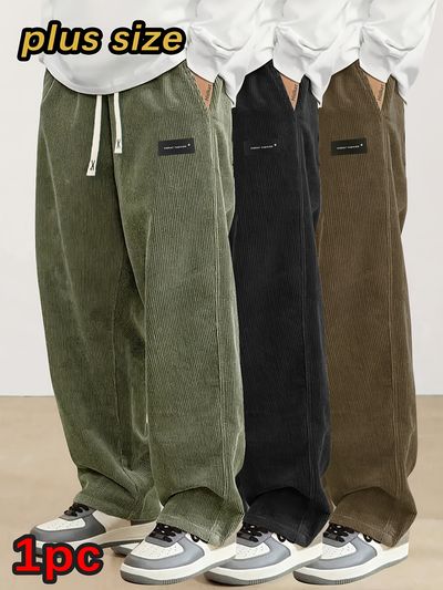 Men's Plus-Size Casual Corduroy Pants with a Stylish