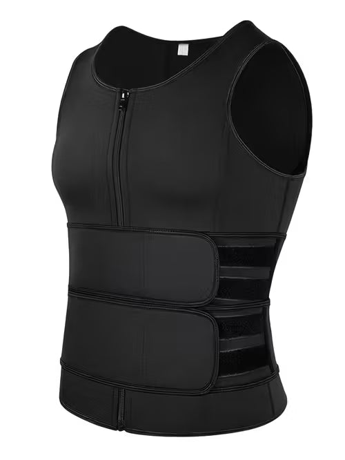 1pc Men's Double Waistband Slimming Vest Zippered