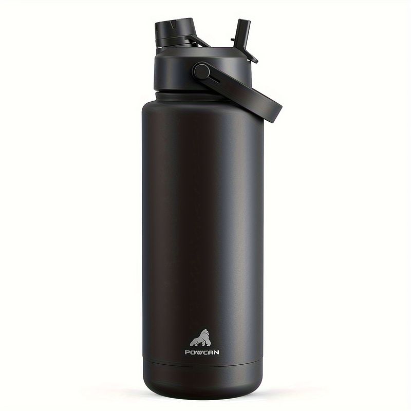 POWCAN 40Oz Insulated Water Bottle with 2-In-1 Straw