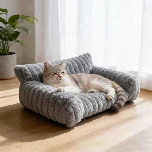 Cute Pet Cat Sofa - Plush Cat Bed with High-Quality