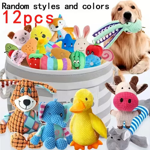 6/12pcs Puppy Plush Teething Toy Set