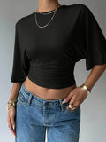 Women's Solid Color Summer Round Neck Slim Fit Casual