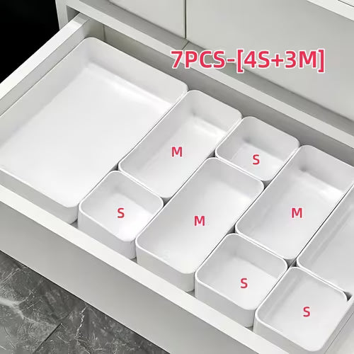 7/8pcs White Acrylic Storage Box Set with Labeled