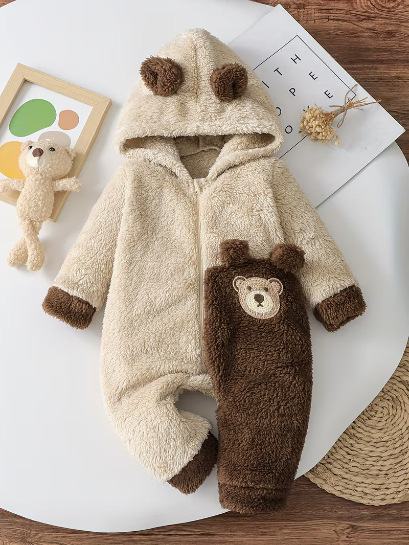 Baby Boy Autumn Winter Contrast Hooded Ear And Bear
