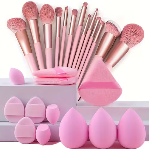 A Set of 25 Makeup Tools That Includes Gentle Brushes