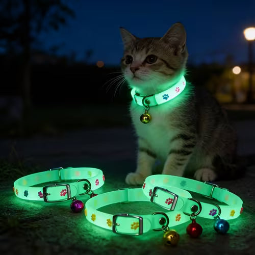 2pcs Random Color Glow-In-The-Dark Pet Collars