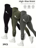 3pcs High-Waist Athletic Leggings Set