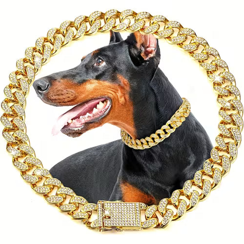 Heavy-duty Stainless Steel Dog Chain Collar with Buckle
