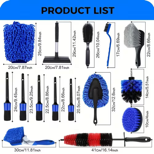 A Set of 10 Brushes for Detailing Car Interiors