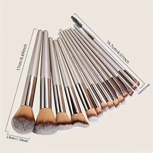 14pcs Professional Makeup Brush Set with Champagne