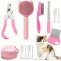 8pcs New Cat Grooming Kit with Self-Cleaning Brush