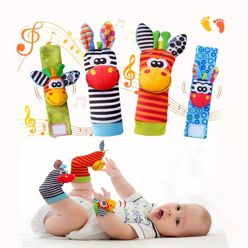 4pcs Baby Wrist Rattles Foot Finder Toys Set - Perfect
