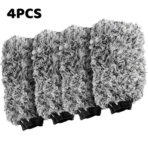 4pcs Coral Velvet Microfiber Car Wash