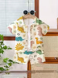 Boys' Toddler Dinosaur Print Turn-Collar Top and