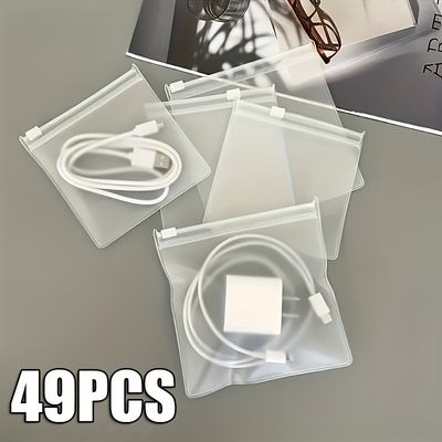7/17/27/49pcs Reusable Transparent Zipper Bags with