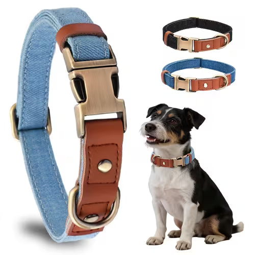 Denim Hemp Dog Collar