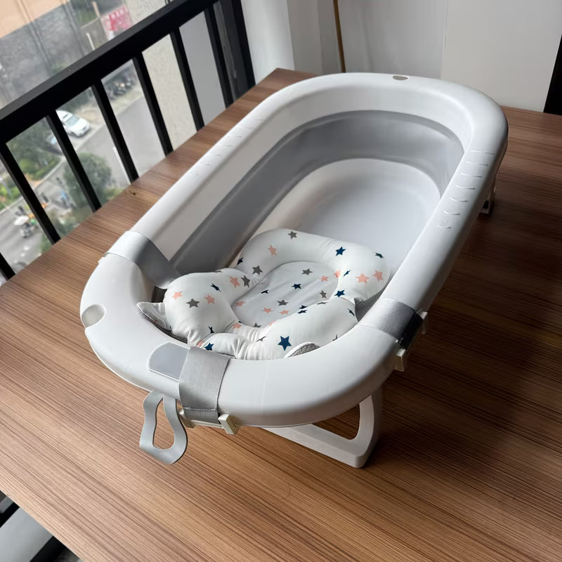 Large Foldable Baby Bathtub with Seat Cushion Set