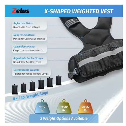 Of Adjustable Reflective Strip Weighted Vest for
