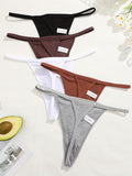 5pcs Women's Solid Color Low-Rise Panties