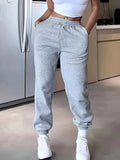 High-Waisted Elastic Jogger Pants for Women - 100%
