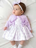 Long-sleeve Patchwork Bow-tie Dress Paired with a Cute