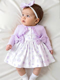 Long-sleeve Patchwork Bow-tie Dress Paired with a Cute