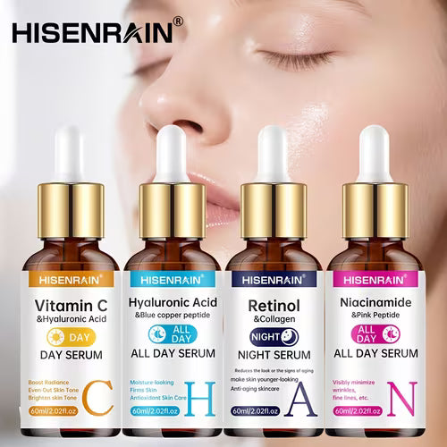HISENRAIN 4pcs Day & Night Vitamin C + Retinol +