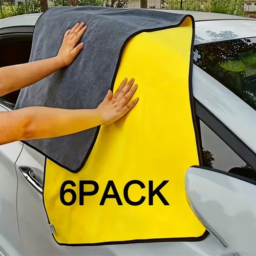 6 Ultra-Thick Microfiber Car Wash Cloths - Specially
