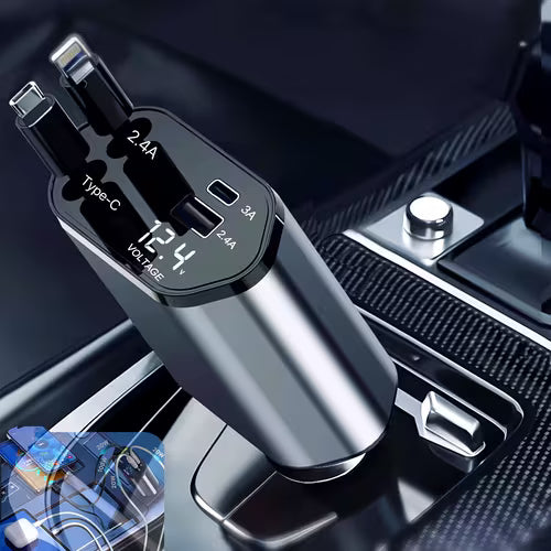 120W 4-In-1 Retractable Car Charger