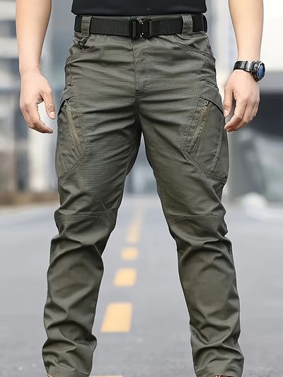 Men's Spring/Autumn Solid Color Multi-Pocket Outdoor