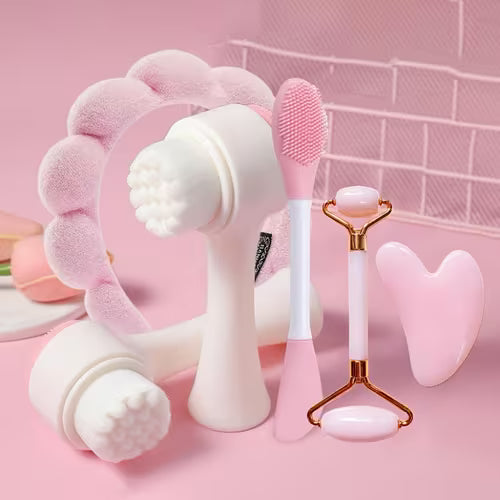 5pcs Beauty Tool Set | Imitation Jade Rose Quartz