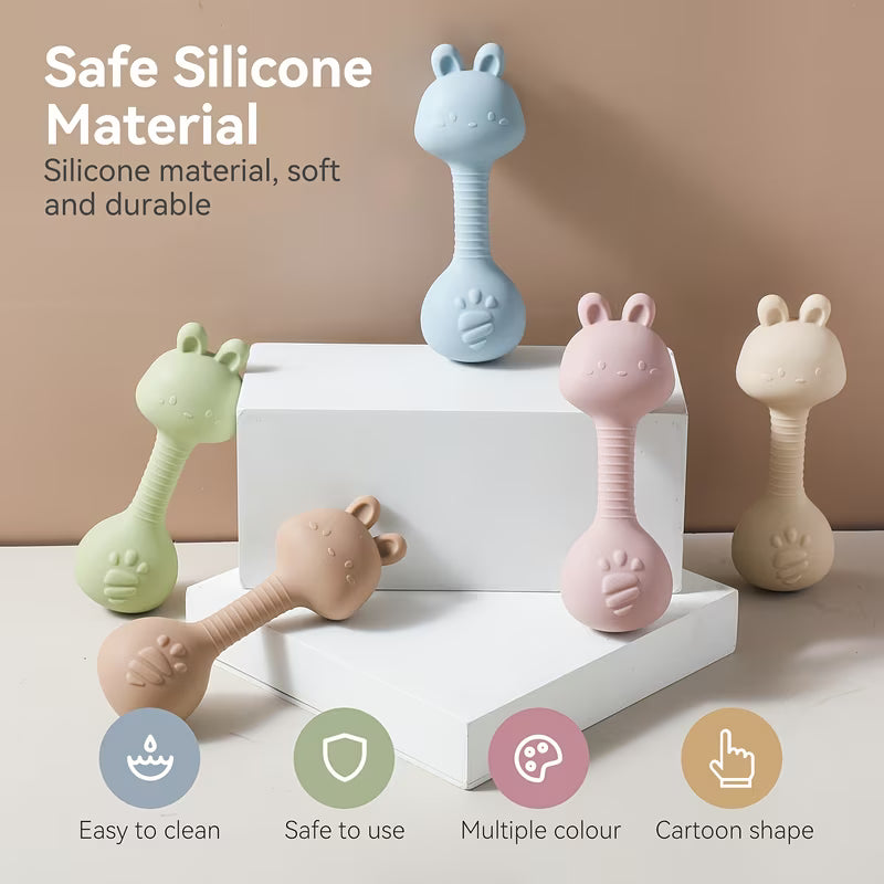 Baby Soothing Rabbit Sand Hammer Baby Grip Training