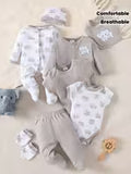 8pcs Baby Boy Newborn Bodysuit Set