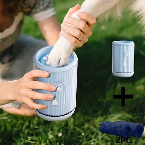 2-in-1 Pet Dog Paw Washing Cup with 2 Paw Drying