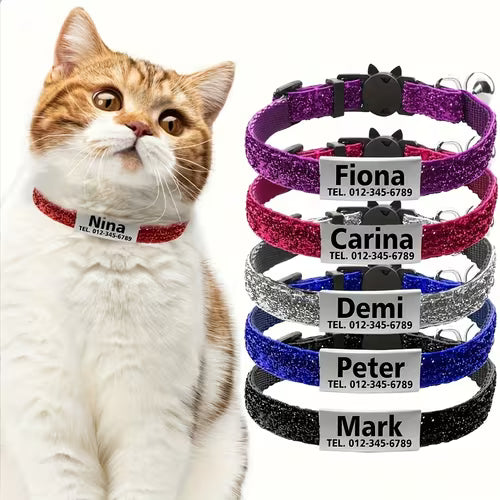 1pc Personalized Soft Safe Cat Collar with Bell