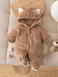 Children's Flannel Plush Bear Hooded Double-Sided