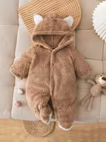 Children's Flannel Plush Bear Hooded Double-Sided