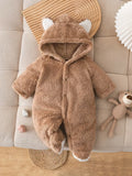 Children's Flannel Plush Bear Hooded Double-Sided