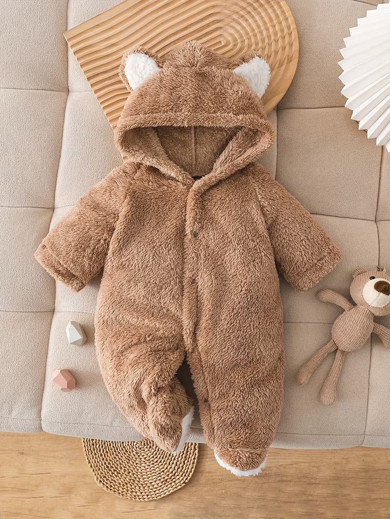 Children's Flannel Plush Bear Hooded Double-Sided