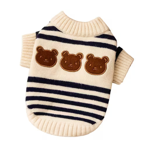New Autumn/Winter Three Little Cute Bears Striped Warm