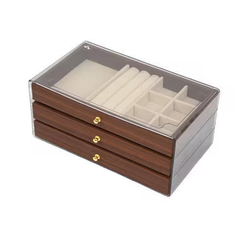 Local 3-in-1 Jewelry Box Large Capacity Wooden Jewelry