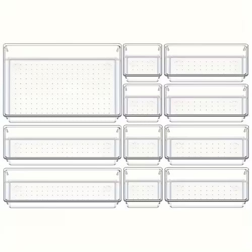 7/11/18pcs Clear Plastic Drawer Organizers Set