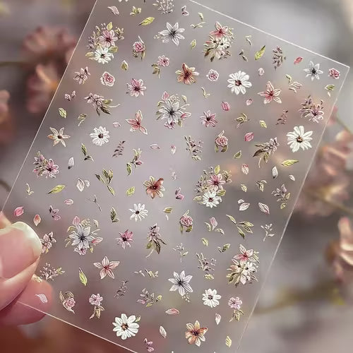 Pink Leaf Flower Daisy Nail Stickers