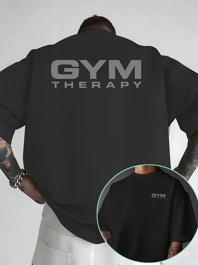 Men's Casual Loose Fit GYM Letter Print T-Shirt