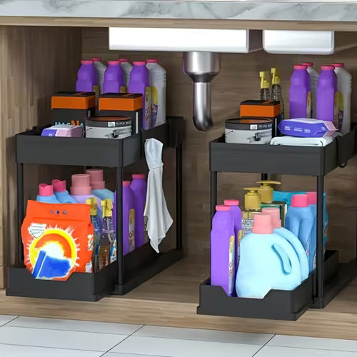 Under Sink Double Layer Storage Rack