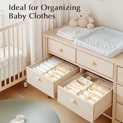4pcs 1pc L+3pcs M Fabric Drawer Organizers - Shallow