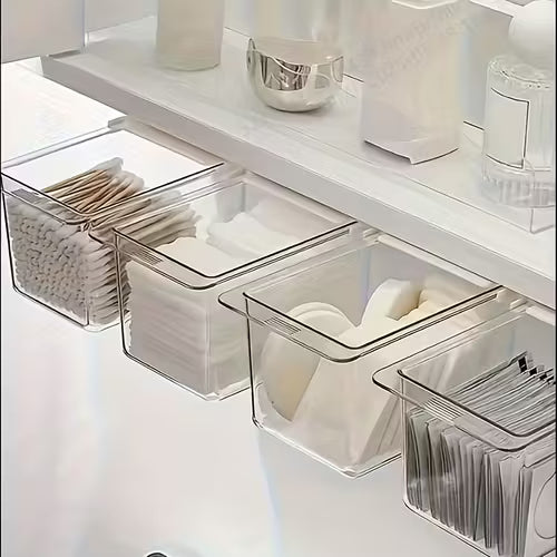 4pcs Clear Pull-Out Organizer Boxes/Heavy-Duty