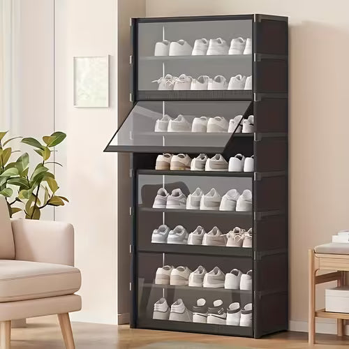 3/5/7/9 Layers Black Transparent Shoe Cabinet